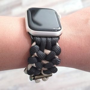 Black and Champagne Paracord Watch Band for Apple Watch 38/40mm